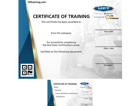 how do you become a certified trainer for skid steer|skid steer certification card template.